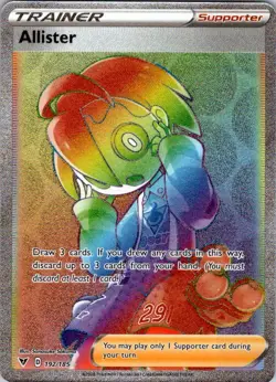 Allister (Secret) Secret Rare SWSH04: Vivid Voltage 192/185 NM Pokemon - Image 1