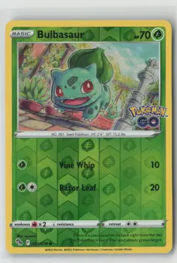 BULBASAUR 001/078 COMMON POKEMON GO POKEMON REVERSE HOLO NM/M SOWSOW - Image 1