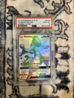 2019 Pokemon MewTwo gx Hidden Fates #SV59 PSA 10 - Image 1