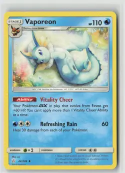 VAPOREON 42/236 UNCOMMON COSMIC ECLIPSE POKEMON NM/M SUI - Image 1