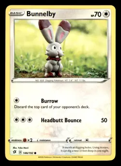 Bunnelby 146/192 Common Rebel Clash Pokemon Near Mint - Image 1