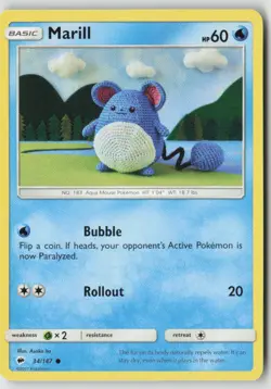 MARILL 34/147 COMMON BURNING SHADOWS POKEMON NM/M ASAKO ITO - Image 1