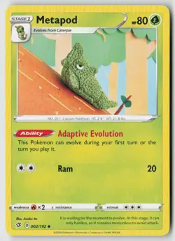 METAPOD 002/192 UNCOMMON REBEL CLASH POKEMON NM/M ASAKO ITO - Image 1