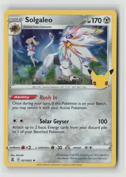 SOLGALEO 021/025 HOLO RARE CELEBRATIONS POKEMON HOLO NM/M - Image 1