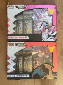 Pokemon TCG - 25th Celebrations Lance's Charizard V & Dark Sylveon V Box SEALED - Image 1