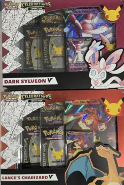 Pokemon TCG: Celebrations Collection Box Dark Sylveon V and Lance's Charizard V 820650809392 - Image 1