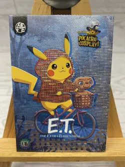 Pikachu as Cosplay E.T. Box Hit Non- Pokemon Pop Culture Fan Art Trading Card - Image 2
