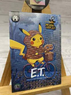 Pikachu as Cosplay E.T. Box Hit Non- Pokemon Pop Culture Fan Art Trading Card - Image 3