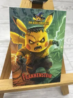 Pikachu Cosplay as Frankenstein Box Hit Non- Pokemon Fan Art Trading Card - Image 2