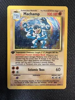 [4th Print - 1999-2000] Machamp 8/102 1st Edition Base Set WOTC Pokemon Card - Image 1