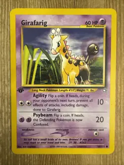 Pokemon TCG - Girafarig 58/111 1st Edition Common - WOTC Neo Genesis - LP - Image 1