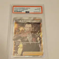 Pokemon 2020 SWSH Rebel Clash Boss's Orders Full Art Holo 189/192 PSA 10 - Image 1