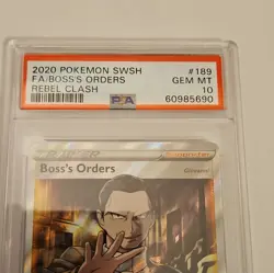 Pokemon 2020 SWSH Rebel Clash Boss's Orders Full Art Holo 189/192 PSA 10 - Image 3