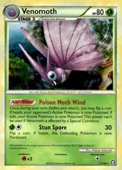 Venomoth 11/102 Holo Rare HGSS Triumphant Pokemon Lightly Played - Image 1