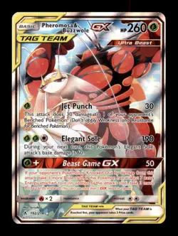Pheromosa & Buzzwole GX 192/214 Ultra Rare Unbroken Bonds Pokemon Holo - Image 1