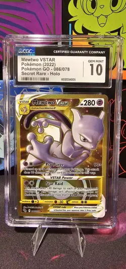 Pokemon Go Mewtwo Vstar Secret Rare Holo CGC 10 086/078 2022 - Image 1