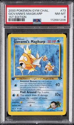 2000 POKEMON GYM CHALLENGE 1ST ED #73 GIOVANNI'S MAGIKARP PSA 8 - Image 1