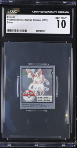 Sylveon Pokemon Drink x Namco Sticker 2013 , CGC 10, Slab, Pop 1, No Higher - Image 1