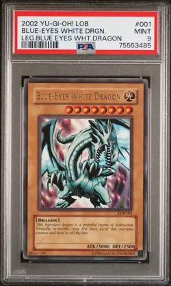 2002 Yugioh Blue-Eyes White Dragon Legend Of Blue Eyes LOB-001 PSA 9 Mint - Image 1