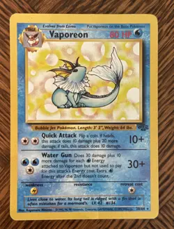 Vaporeon 28/64 Jungle Unlimited Pokemon Card Regular Rare Moderately Played MP - Image 1