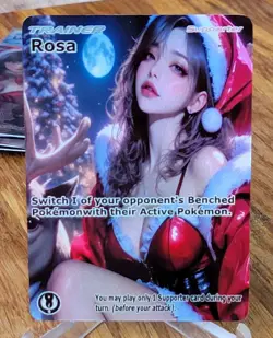 Pokemon Rosa Anima Waifu Sexy Doujin ACG DIY Trainer Full Art Card Holo NM+ - Image 1