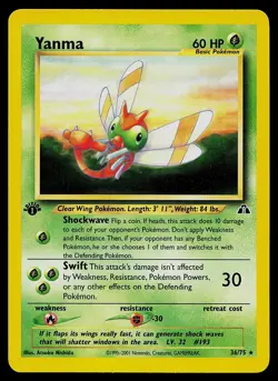Pokemon Card - Yanma Neo Discovery 36/75 1st Edition Rare - Image 1