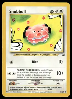 Pokemon Cards Snubbull 55/64 Unlimited Neo Revelation Common LP - Image 1