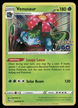 2022 Venusaur 003/078 Holo Rare Holo NM Pokemon GO Pokemon - Image 1