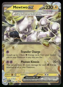 2023 Mewtwo ex 058/182 Double Rare Holo NM SV04: Paradox Rift Pokemon - Image 1