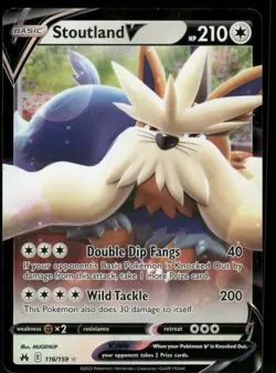 2023 Stoutland V 116/159 Ultra Rare Holo NM Crown Zenith Pokemon - Image 1