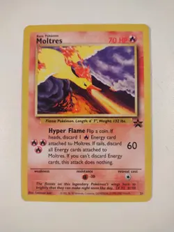 Pokemon Moltres Black Star Promo #21 LP-NM Non-Holo Rare Card + Free Gift - Image 1