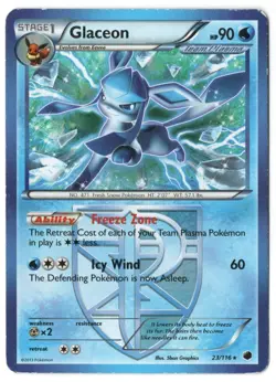 Glaceon 23/116 Plasma Freeze Team Plasma Eeveelution Pokemon TCG MP Non Holo - Image 1