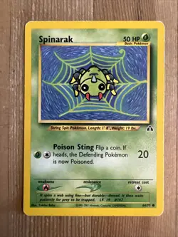 Spinarak 64/75 Common Pokemon Neo Discovery Unlimited WOTC HP 2001 - Image 1