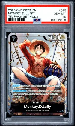 2026 One Piece EN Monkey D Luffy Tin Volume 2 #075 PSA 10 GEM MINT - Image 1