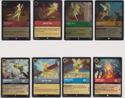Lorcana 8 card Tinker Bell Lot top row is all foil - Image 1