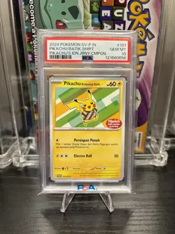 2024 POKEMON INDONESIAN SV-P PROMO #101 PIKACHU/BATIK SHIRT PIKACHU'S PSA 10 - Image 1