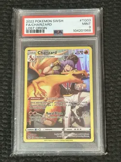 2022 POKEMON SWORD & SHIELD LOST ORIGIN #TG03 FULL ART/CHARIZARD PSA 9 - Image 1