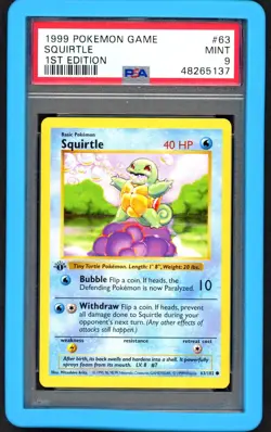Pokemon Card - PSA 9 1st Edition Squirtle 63/102 - Base Set Shadowless MINT - Image 1