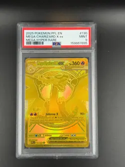Mega Charizard X EX Hyper Rare 130/094 PSA 9 Graded Pokemon Card - Image 1