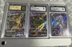 Pokemon TCG CGC Graded Japanese Holo 3-Card Lot Leafeon VMAX Rayquaza VMAX - Image 1