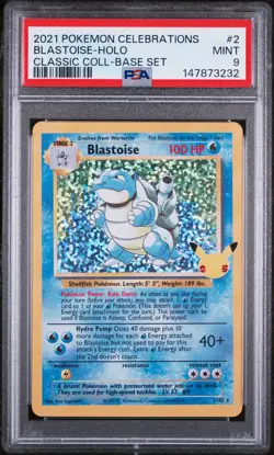 2021 Pokemon Celebrations Classic Collection Blastoise Holo #2 PSA 9 - Image 1