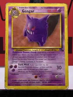 Gengar 20/62 Fossil Rare Regular 1999 WOTC Pokemon TCG HP - Image 3