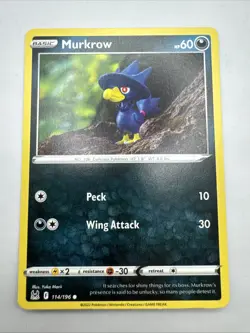 Pokemon TCG Murkrow 114/196 SWSH11: Lost Origin Common Yuka Morii - Image 1