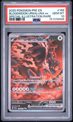 2025 POKEMON PRE EN-PRISMATIC EVOLUTIONS #168 BLOODMOON URSALUNA EX PSA 10 - Image 1