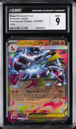 2025 POKEMON PHANTASMAL FLAMES - HOLO #013/094 MEGA CHARIZARD X EX CGC 9 - Image 1