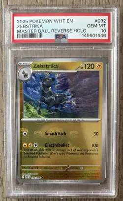 Pokemon TCG - White Flare Zebstrika 032/086 Master Ball Reverse Holo - PSA 10 - Image 1