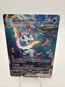Pokemon Vaporeon VMAX Promo Full Art Rapid Strike Holo SWSH182 - Image 1