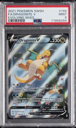 2021 POKEMON SWORD & SHIELD EVOLVING SKIES #192 FULL ART/DRAGONITE V PSA 9 - Image 1