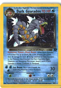 Dark Gyarados (Prerelease) 08/82 Holo Promo WoTC Promo Pokemon Holo Damaged - Image 1