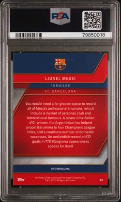 2022-23 Topps Chrome FCB Lionel Messi #49 Barcelona PSA Authentic Auto 10 - Image 2